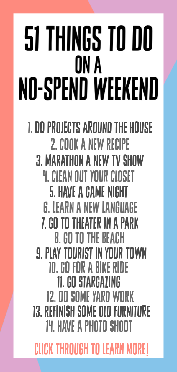 51 Things To Do on a No-Spend Weekend